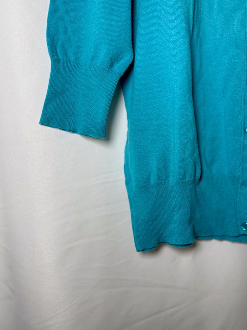 Merona Women's Teal Button Front Cardigan Sweater 3/4 Sleeve Size L - Picture 2 of 6